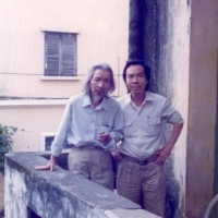 Văn Cao – Đinh Cường, trước nhà Văn Cao 108 Yết Kiêu, Hànội- 1987